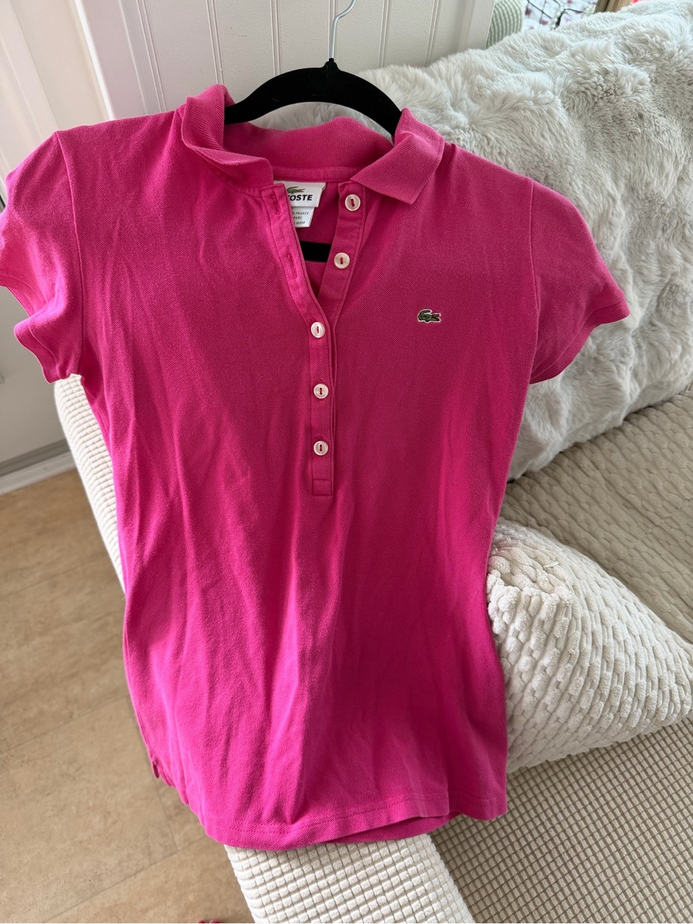 Lacoste Girls' Hot Pink Short-Sleeve Polo